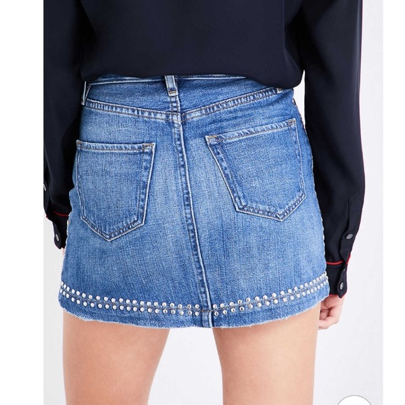 Frame Denim Anstee Le Mini Studded Denim Skirt 24 - Picture 3 of 8
